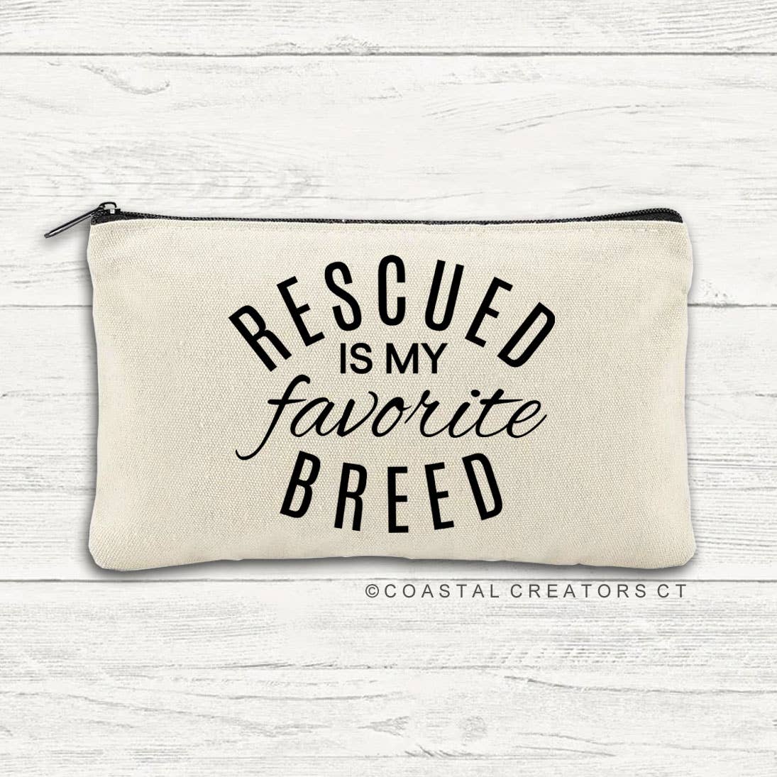 "Rescued Favorite Breed" Multi-Use Canvas Zipper Bag