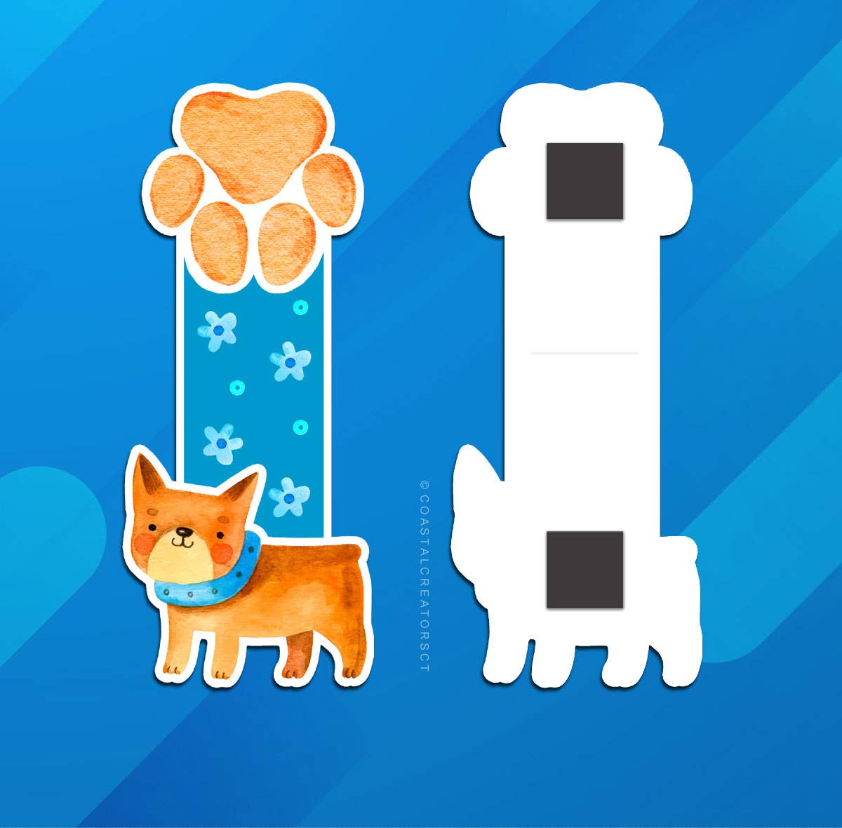 Watercolor Dog Reversible Magnetic Bookmark
