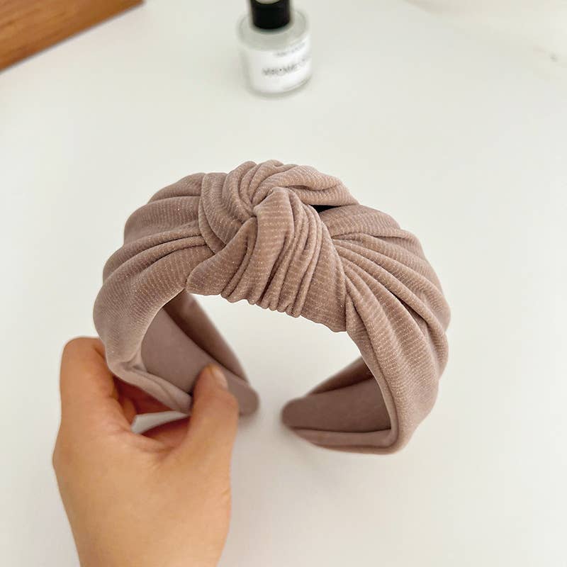 Corduroy Metallic Detail Wide Knot Headband