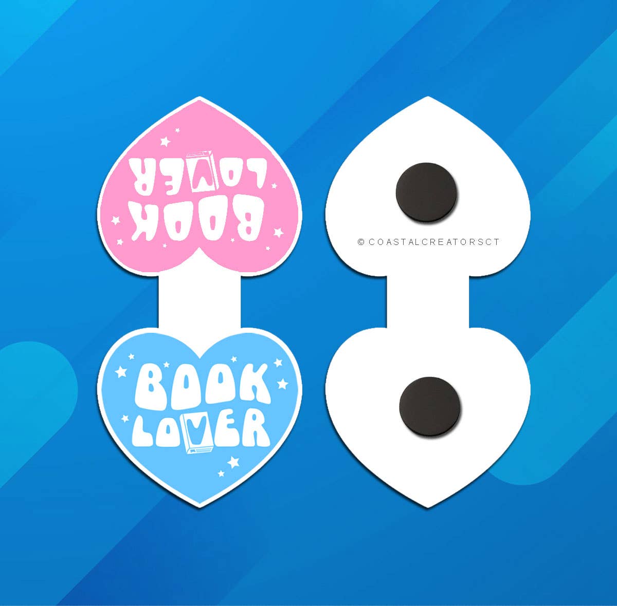Book Lover Pink/Blue Reversible Magnetic Bookmark