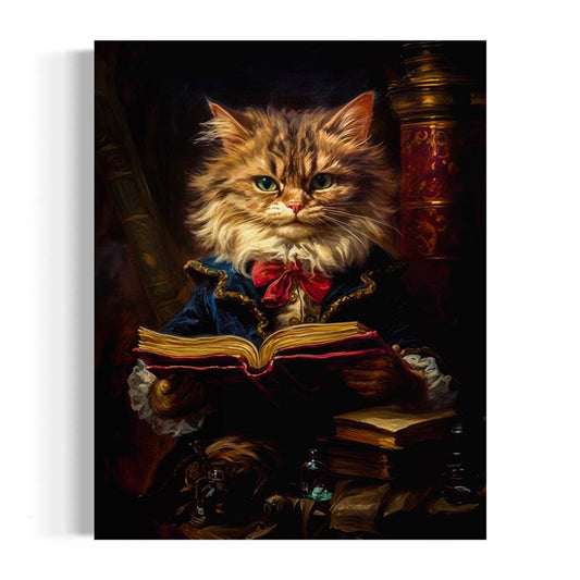 Baroque Cat Reading Art Print