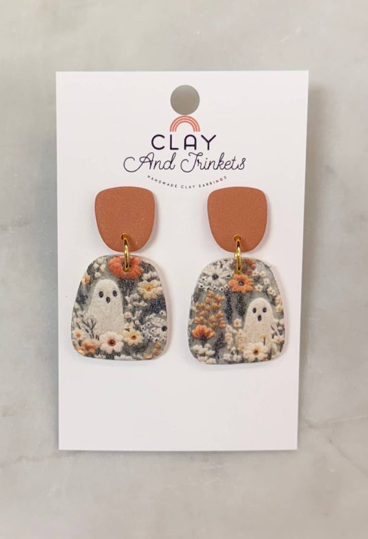 Ghost in Flower Patch Dangle Earrings