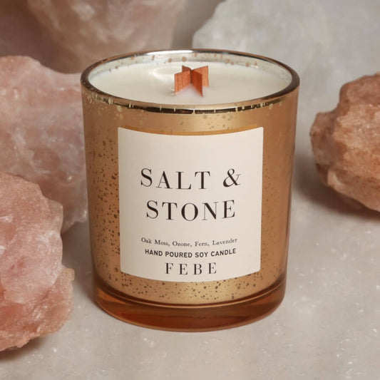 Salt & Stone - Oakmoss + Lavender Gold Glass Candle