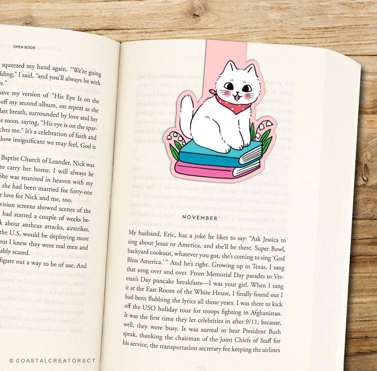 Pink Cats on Books Reversible Magnetic Bookmark